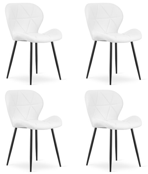 Set 4 Scaune Bucatarie/Dining Miller Piele Ecologica Alb