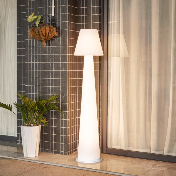 Lucande LED reîncărcabilă lumina patio Gauri, alb, 153 cm, IP44, reglabil, Alb, Plastic, Modern
