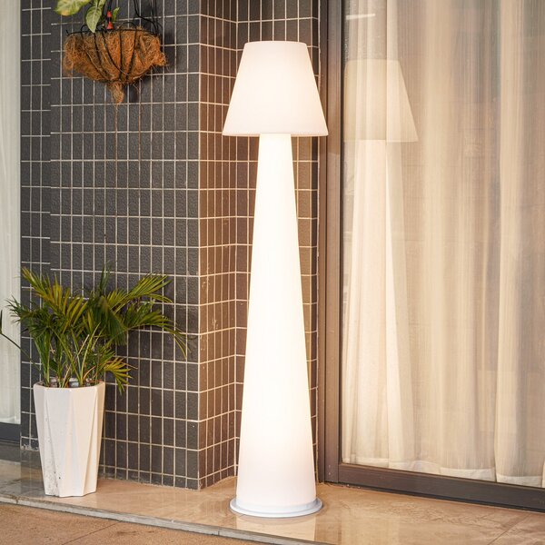 Lucande LED reîncărcabilă lumina patio Gauri, alb, 153 cm, IP44, reglabil, Alb, Plastic, Modern