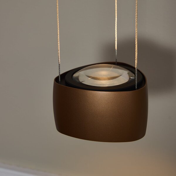LOOM DESIGN Lampă suspendată LED Air, maro caramel, 13 cm, aluminiu, reglabil, Maro / Rugină, Camera de zi / sufragerie, Aluminiu, Modern