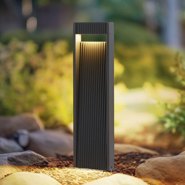 Lucande bornă luminoasă LED Tavion, 60 cm, antracit, IP65, Negru, Aluminiu, Modern