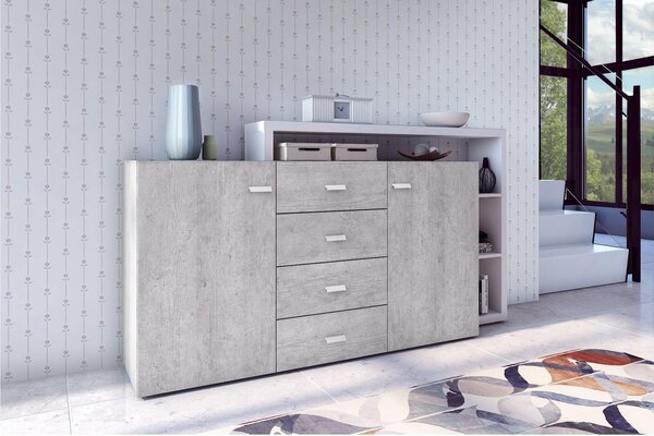 Comodă Bilsby Typ 27 (beton colorado + Alb). Promo -19%. 1030344