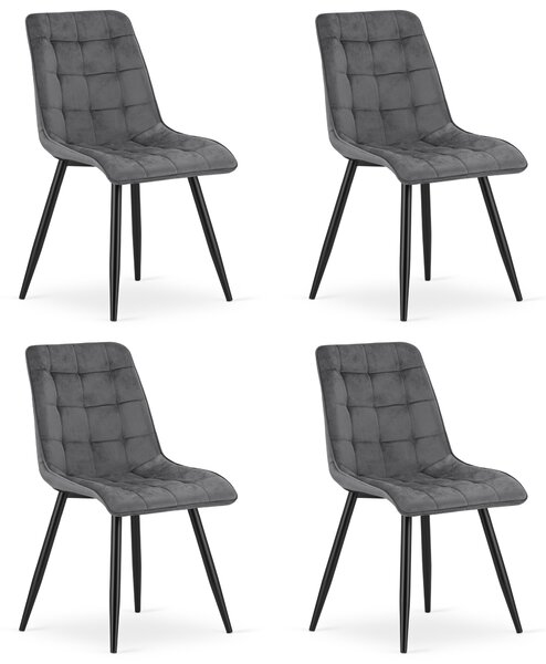 Set 4 Scaune Bucatarie/Dining Spirit Catifea Gri Inchis