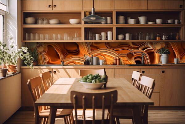 Fototapet pentru bucătărie - bronz crom lichid 420 x 60 cm