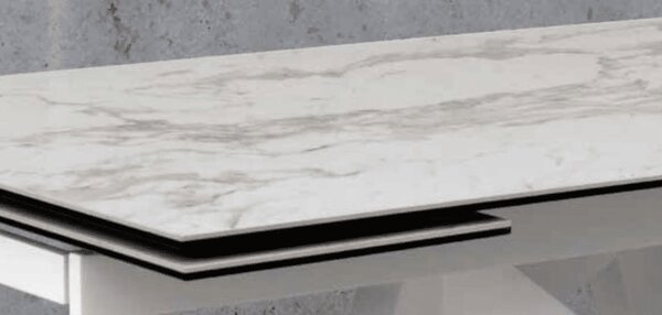 Masă Slim extensibilă, sticlă ceramică-picior metalic - EFECT MARMURA