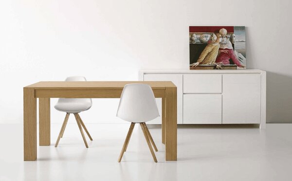 MASA FAVOLA - EXTENSIBILA FINISAJ STEJAR PERIAT - ALB PATINAT - 160 cm / 90 cm / h 77