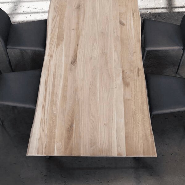 MASA GLASS - BLAT LEMN MASIV CU PICIOR STICLA SECURIZATA - GRI CIMENT - 160 cm / 90 cm / h 77