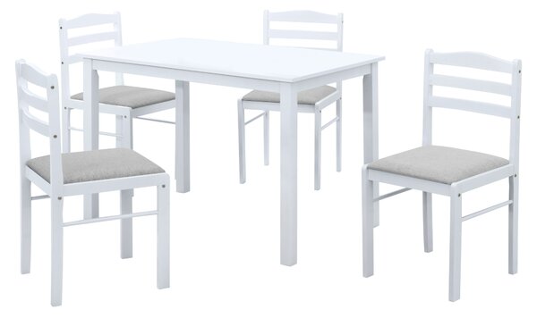KONDELA Set de sufragerie 1+4, alb/gri bej, SOMIN