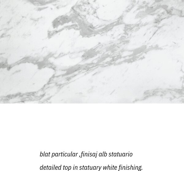 MASA DAISY -STICLA CERAMICA CU PICIOR METALIC - ALB