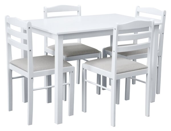KONDELA Set de sufragerie 1+4, alb/gri bej, SOMIN