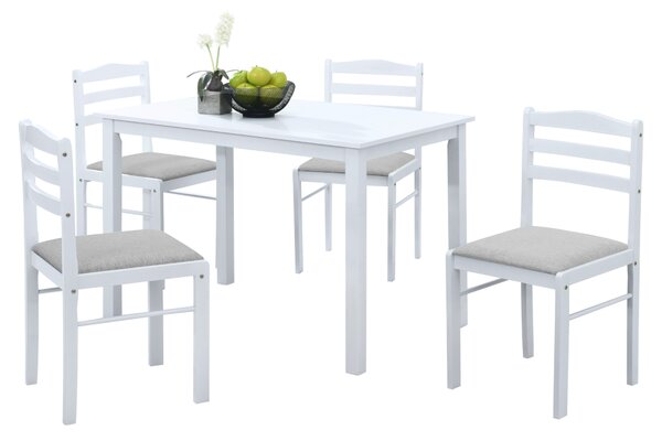KONDELA Set de sufragerie 1+4, alb/gri bej, SOMIN