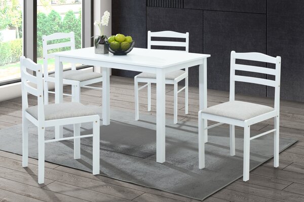 KONDELA Set de sufragerie 1+4, alb/gri bej, SOMIN