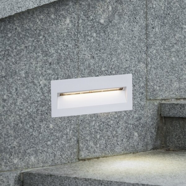 Lucande LED lumină de perete încastrată Lucande, 23 x 8 cm, alb, IP54, Alb, Aluminiu, Modern
