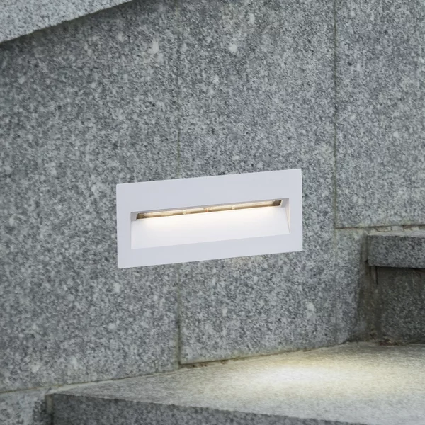 Lucande LED lumină de perete încastrată Lucande, 23 x 8 cm, alb, IP54, Alb, Aluminiu, Modern