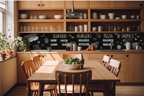 Fototapet pentru bucătărie - semn negru de restaurant 420 x 60 cm
