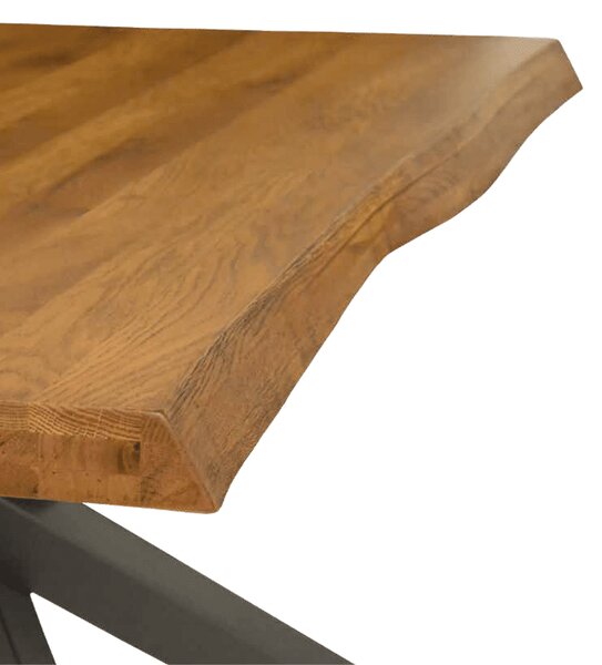 MASA WOOD - BLAT LEMN MASIV CU PICIOR METALIC - 160 cm / 90 cm / h 77 - NEGRU