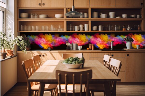 Fototapet pentru bucătărie - explozie de pulbere colorată 420 x 60 cm