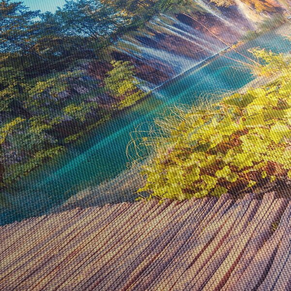 Tablou - Lacurile Plitvice, Croația (cu ceas) (90x30 cm)