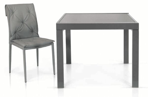 Scaun Solan, structura metalica, piele ecologica - ALB