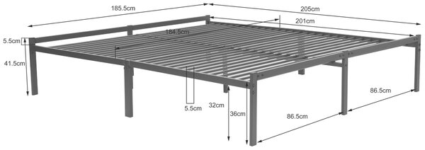Pat metalic Inosign List negru 180/200 cm