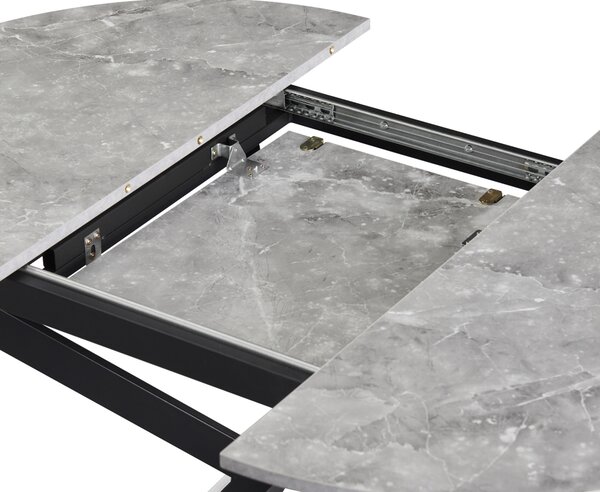 KONDELA Masă extensibilă de dining, beton/neagră, 100x100-140x75 cm, ABERO TIP 1