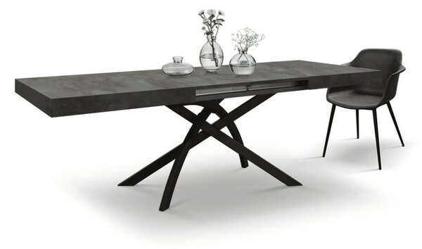 MASA CLEO EXTENSIBILA CU PICIOR METALIC - OTEL OXIDAT - 140 cm / 90 / h 77