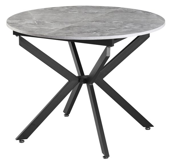 KONDELA Masă extensibilă de dining, beton/neagră, 100x100-140x75 cm, ABERO TIP 1