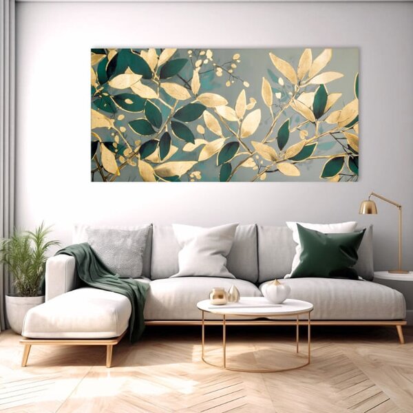 Atingere de aur pe panza Natura în nuanțe de lux - 50x100 cm