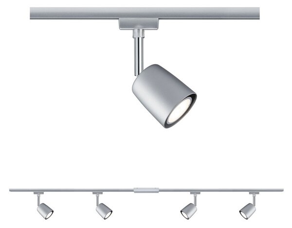 Paulmann URail Cover Set, 4 pete, 2xrail crom, reglabil, Gri, Studiu / Birou, Metal, Modern