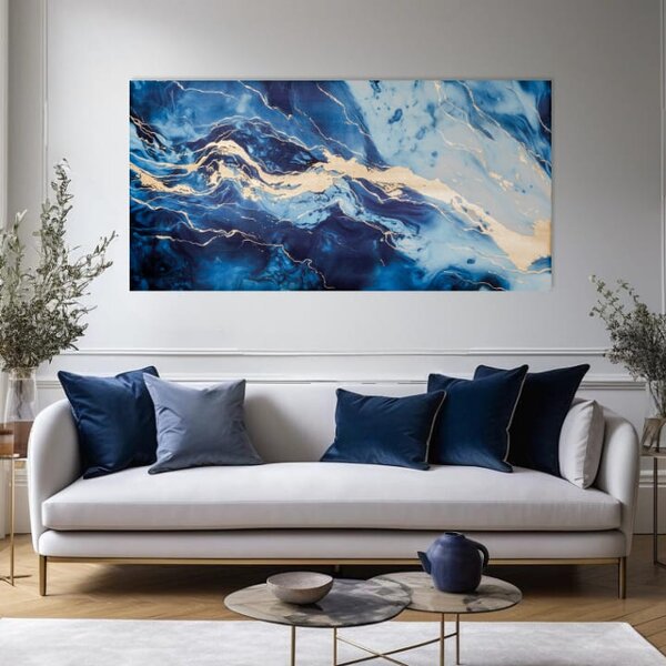 Atingere de aur pe panza Abstract Sea Vision - 50x100 cm