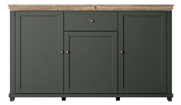 Comodă Elvina Typ 47 (Verde închis + Stejar lefka). Promo -12%. 1022385