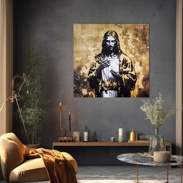 Atingere de aur pe panza Puterea lui Hristos - 70x70 cm