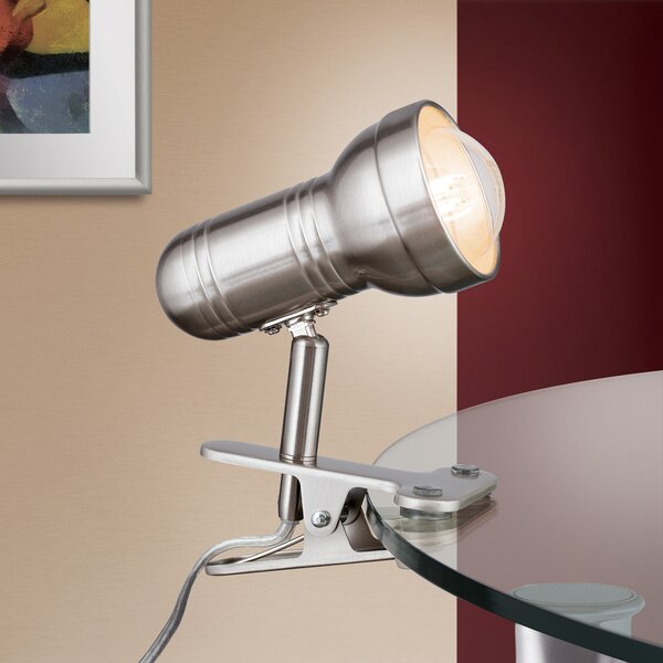 ORION Lampă cu clemă Samal satin, Gri, Camera de zi / sufragerie, Metal, Modern