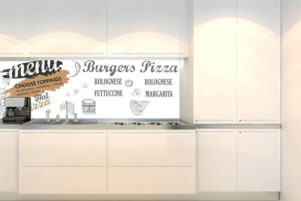 Fototapet pentru bucătărie - semn alb de restaurant 180 x 60 cm
