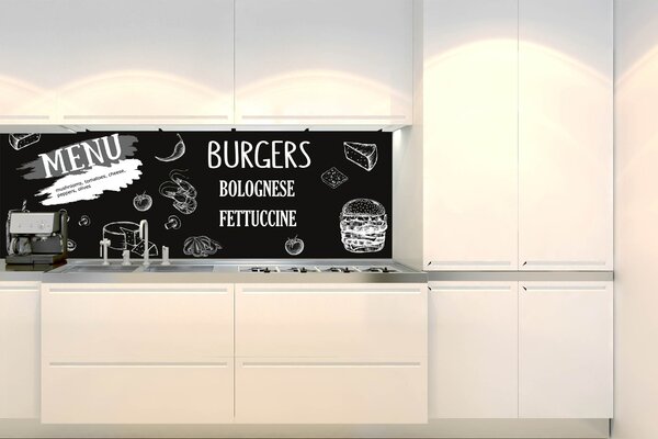 Fototapet pentru bucătărie - semn negru de restaurant 180 x 60 cm
