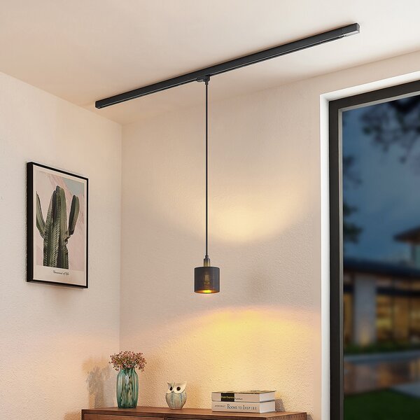 Arcchio Heleni lampă susp. șină negru-auriu 12cm, Negru, Camera de zi / sufragerie, Țesătură / Textil, Modern, Suspensie cu flacără unică