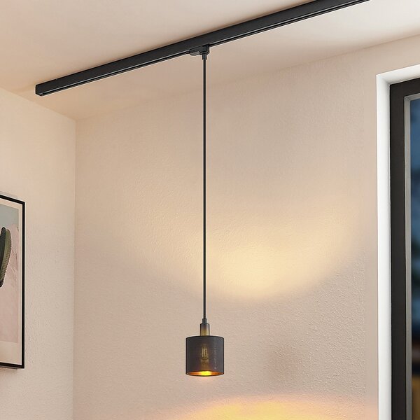 Arcchio Heleni lampă susp. șină negru-auriu 12cm, Negru, Camera de zi / sufragerie, Țesătură / Textil, Modern, Suspensie cu flacără unică