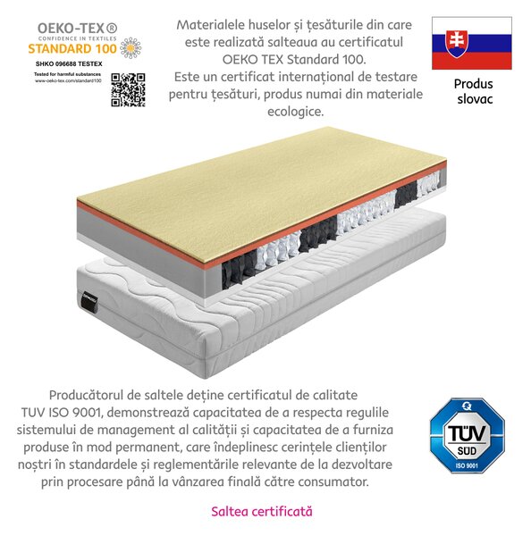 KONDELA Saltea, arcuri, 90x200, BE PALMEA NEW