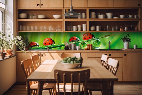 Fototapet pentru bucătărie - buburuză 420 x 60 cm