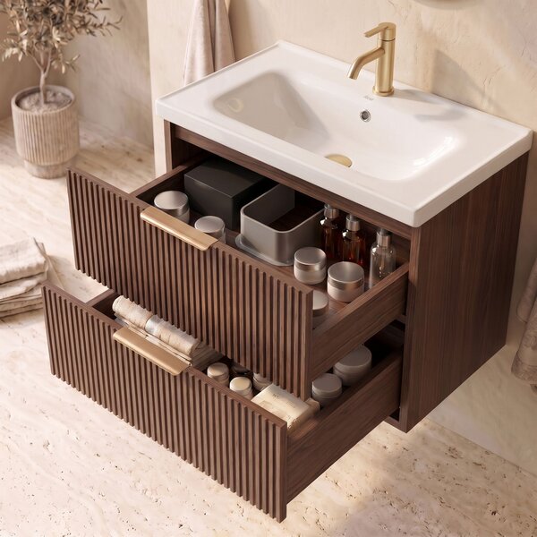 Dulap de baie cu chiuvetă REA Sherry 80cm Brown Walnut