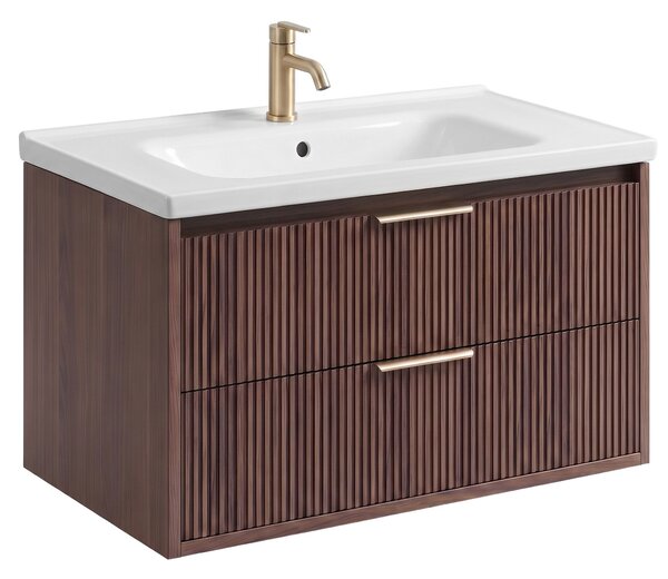 Dulap de baie cu chiuvetă REA Sherry 80cm Brown Walnut