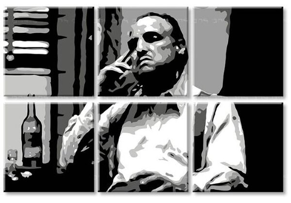 Cei mai mari mafioți de pe ecran THE GODFATHER - VITO CORLEONE cu o sticlă de scotch - 90x60 cm