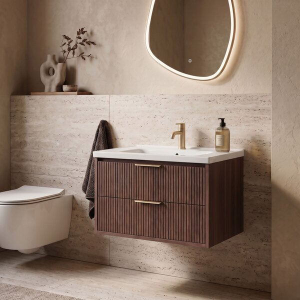 Dulap de baie cu chiuvetă REA Sherry 80cm Brown Walnut