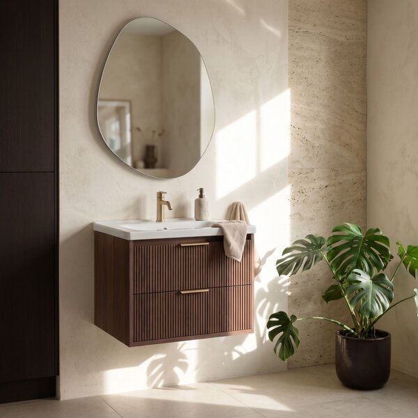 Dulap de baie cu chiuvetă REA Sherry 60cm Brown Walnut
