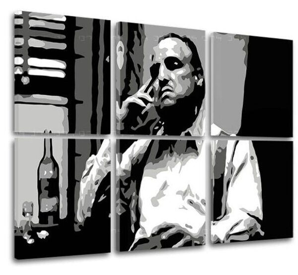 Cei mai mari mafioți de pe ecran THE GODFATHER - VITO CORLEONE cu o sticlă de scotch - 90x60 cm