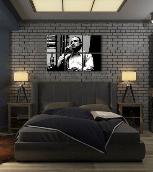 Cei mai mari mafioți de pe ecran THE GODFATHER - VITO CORLEONE cu o sticlă de scotch - 90x60 cm