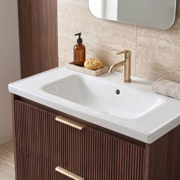 Dulap de baie cu chiuvetă REA Sherry 80cm Brown Walnut