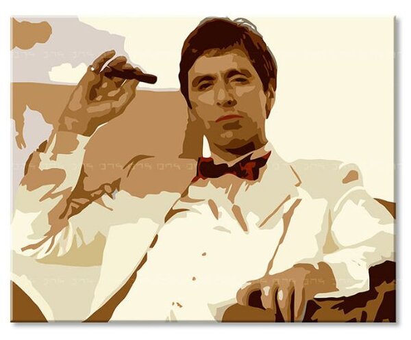 Cei mai mari mafioți pe ecran SCARFACE - TONY MONTANA fumând o țigară - 50x40 cm