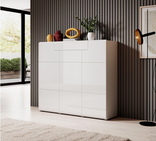 Comodă Tamie Typ 76 (Alb + Alb lucios). Promo -12%. 1030537