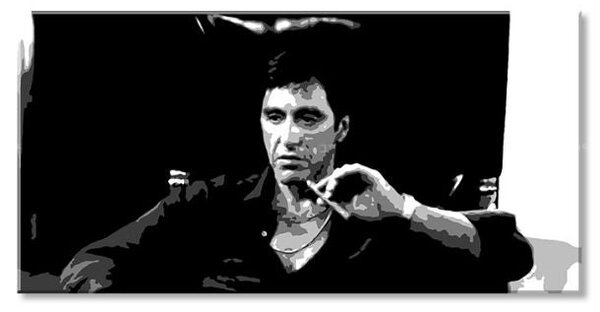 Cei mai mari mafioți pe ecran SCARFACE - Angry TONY MONTANA cu o țigară în mână - 80x40 cm